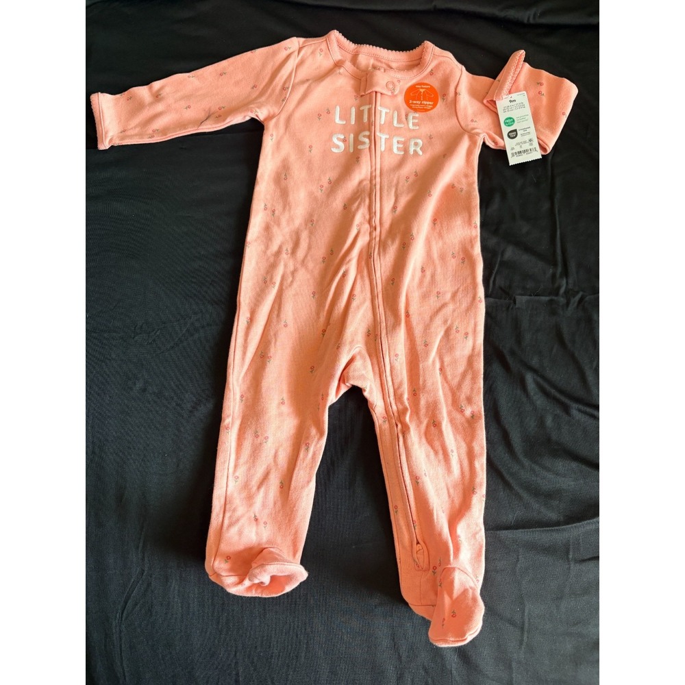 Carter's Just One You Little Sister‎ Floral Zip Up Sleep Play Bodysuit 9M NWT